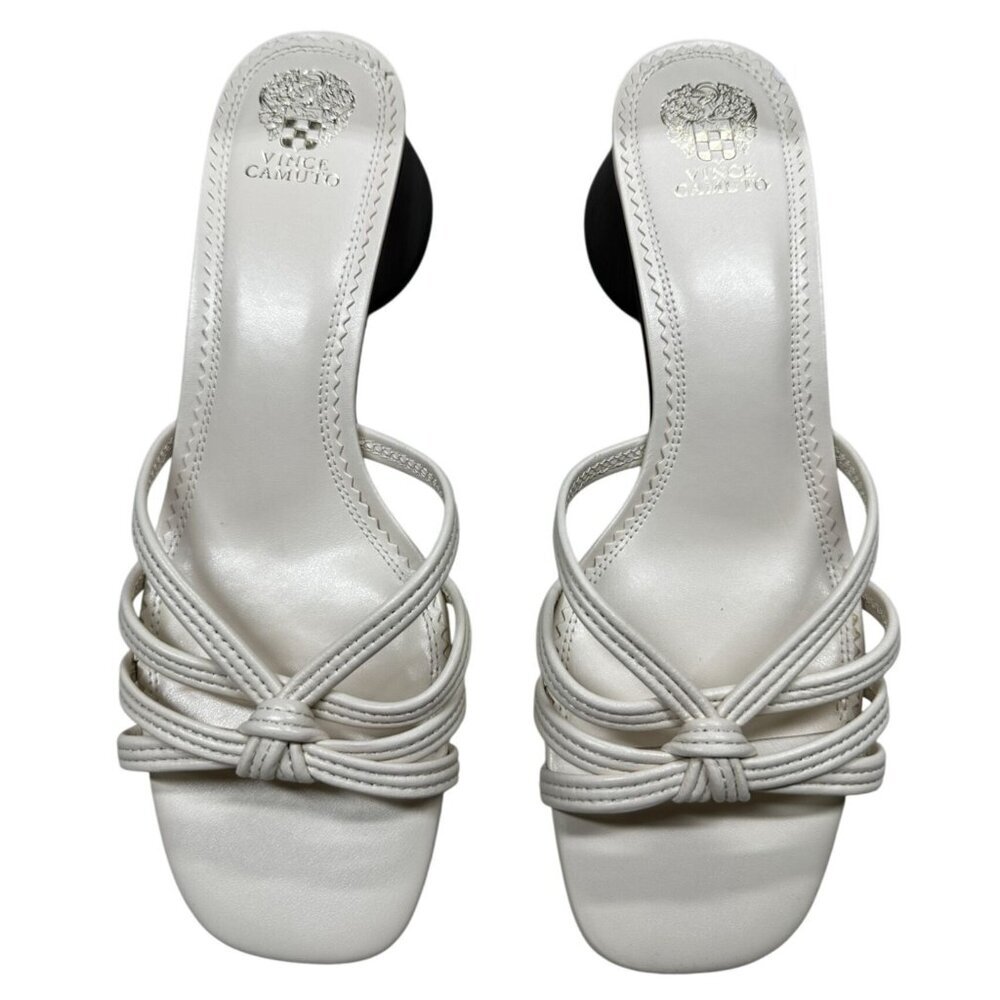 Vince Camuto Sandal Women's Size 11 Leather Off White Strappy Knotted Slip-On‎ - Picture 5 of 11